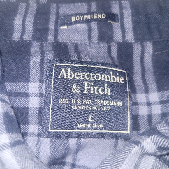 Abercrombie and Fitch Blue Plaid Shirt L - Picture 5 of 5